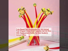 Cute Kawaii Pen Accessories For Girl Animal Fruit Shaped Stress Relief Supplies Gel Ink Pens With Replacement Refills For Kids Students School Office